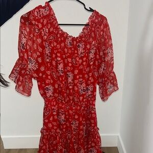 Misa Los Angeles Red Floral Dress